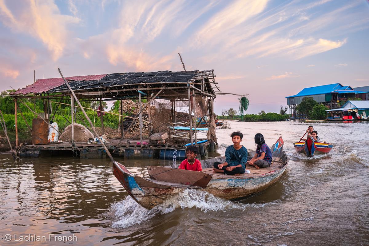 Boat Children, Tonlé Sap, Cambodia by Lachlan French